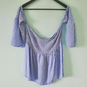 COTTAGECORE Blue Gingham Top